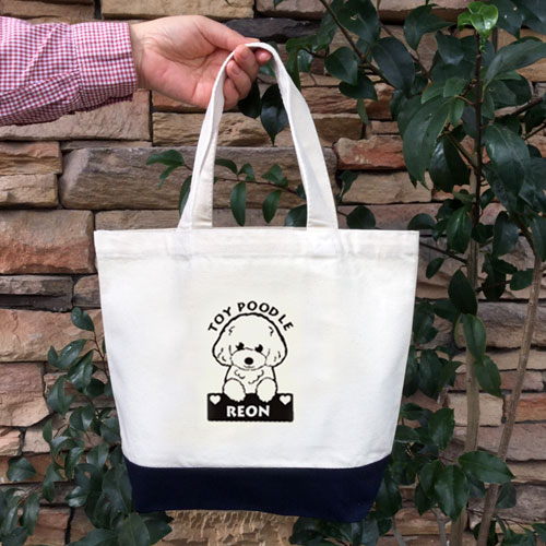 TEAMGAUDI　チームガウディ　オリジナルデザイン　名前入　　ポケット　トートバッグ　お散歩バッグ　両面にワンちゃんの名前入り